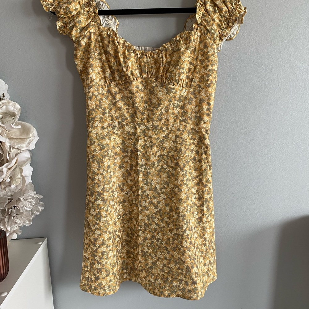 Cute summer dress- yellow and green floral pattern